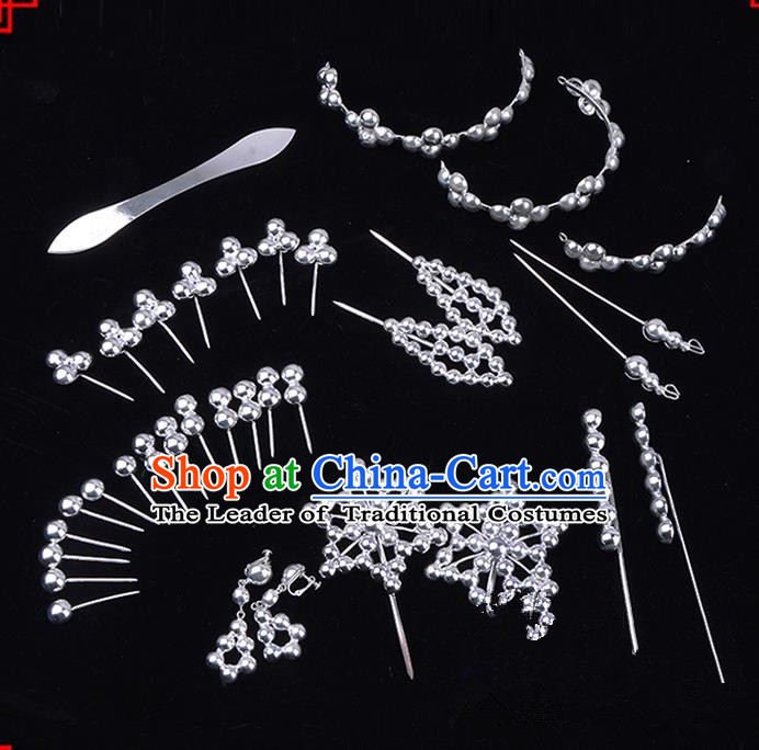 Traditional Beijing Opera Diva Hair Accessories Head Ornaments Complete Set, Ancient Chinese Peking Opera Hua Tan Hairpins Phoenix Step Shake Headwear