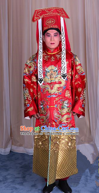 Traditional China Beijing Opera Imperial Bodyguard Red Silk Costume, Ancient Chinese Peking Opera Wu-Sheng Takefu Embroidery Gwanbok Clothing