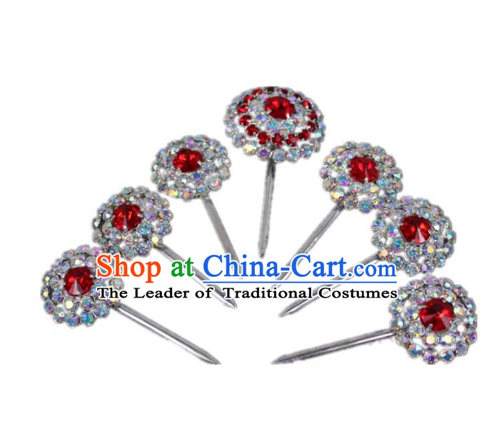 Traditional China Beijing Opera Actress Crystal Hair Accessories, Chinese Peking Opera Diva Hairpins Headwear