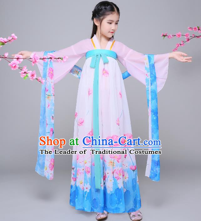 Traditional Chinese Tang Dynasty Palace Lady Costume, China Ancient Princess Hanfu Dress Clothing for Kids