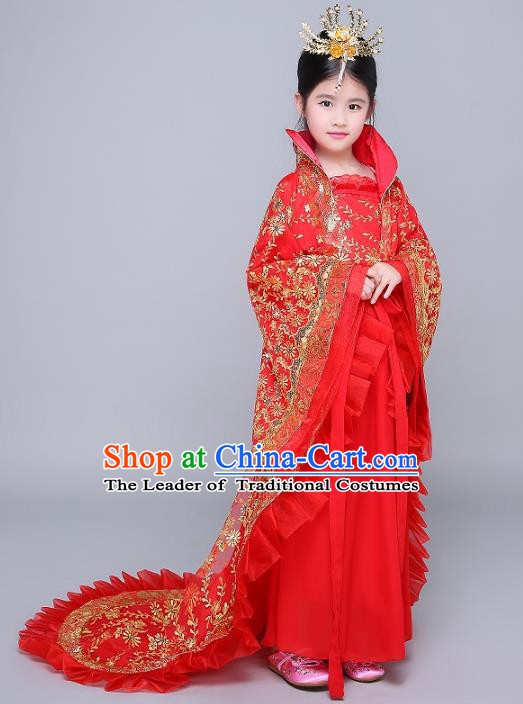 Traditional Chinese Tang Dynasty Imperial Consort Costume Ancient Palace Lady Hanfu Embroidered Dress Clothing for Kids