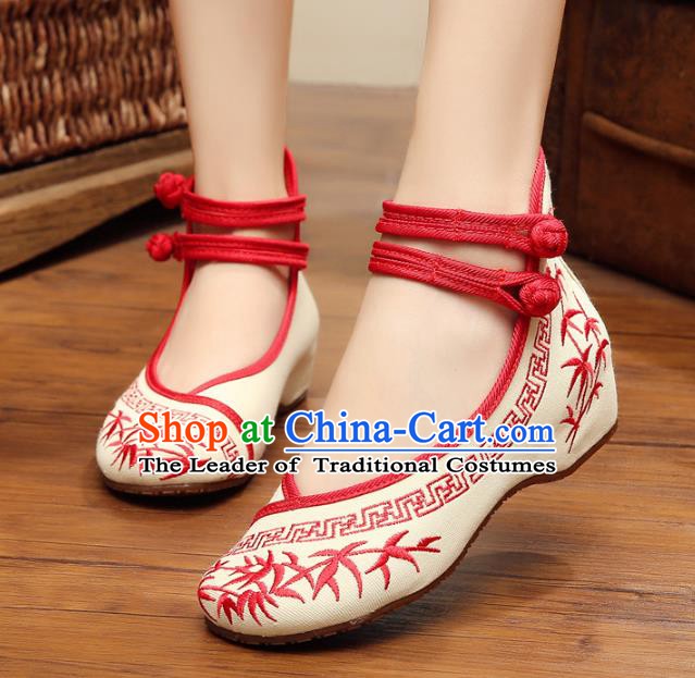 Asian Chinese Cloth Shoes Red Embroidered Shoes, Traditional China Princess Shoes Hanfu Shoes for Women