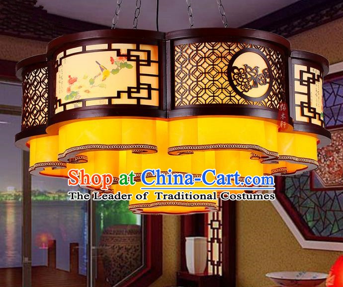 Traditional Chinese Handmade Wood Carving Cloud Lantern Classical Palace Lantern China Ceiling Palace Lamp