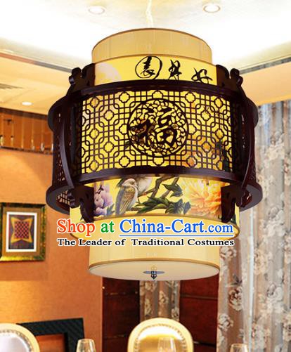 Traditional Chinese Handmade Sheepskin Lantern Classical Wood Carving Palace Lantern China Ceiling Palace Lamp