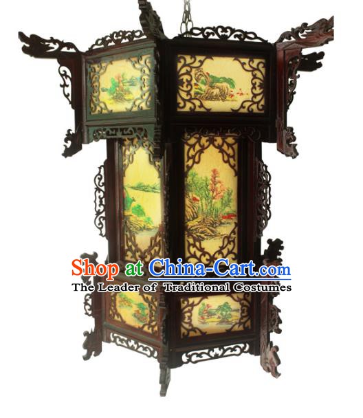 Traditional Chinese Handmade Sheepskin Ceiling Lantern Classical Hexagon Palace Lantern China Palace Lamp