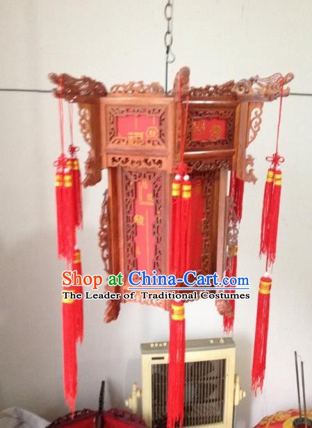 Traditional Chinese Handmade Rosewood Carving Ceiling Lantern Classical Palace Lantern China Palace Lamp