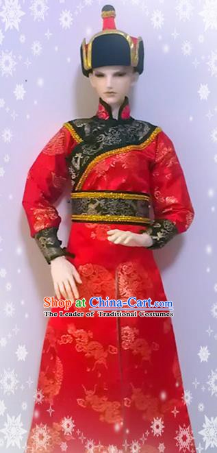 Traditional Chinese Mongol Nationality Dance Costume, Mongols Ethnic Mongolian Minority Clothing for Men