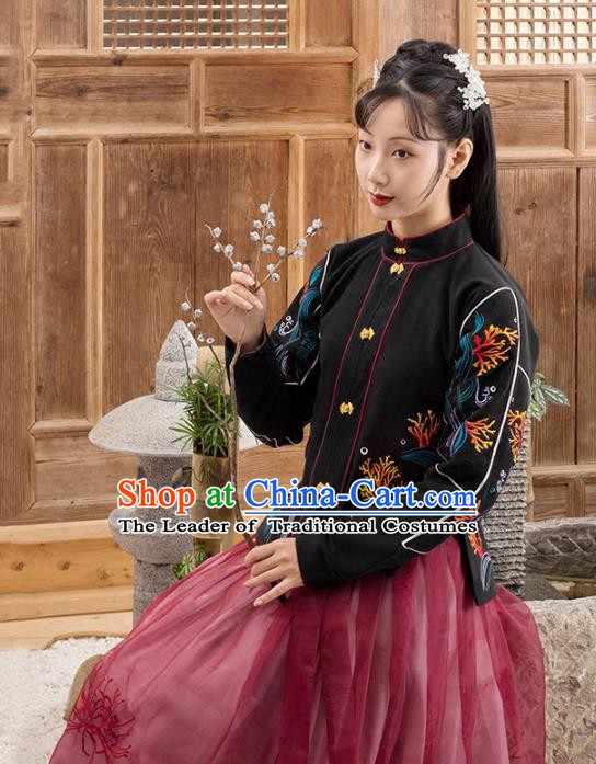 Traditional Chinese Ming Dynasty Nobility Lady Costume Embroidered Blouse and Skirt Complete Set for Women