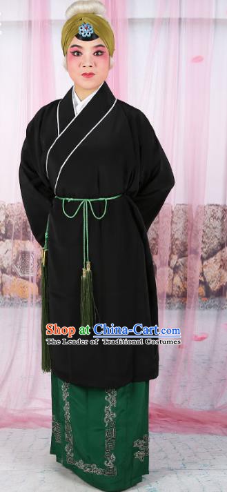 Chinese Beijing Opera Old Women Black Costume, China Peking Opera Pantaloon Robe Clothing