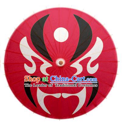 Asian China Dance Umbrella Stage Performance Umbrella Handmade Printing Peking Opera Facial Makeup Red Oil-paper Umbrellas