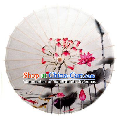 Asian China Dance Umbrella Stage Performance Umbrella Hand Painting Lotus Oil-paper Umbrellas