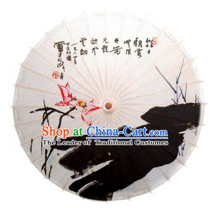 Asian China Dance Umbrella Stage Performance Umbrella Hand Ink Painting Lotus Oil-paper Umbrellas