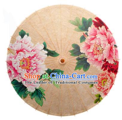 Asian China Dance Handmade Umbrella Stage Performance Umbrella Printing Peony Flowers Oil-paper Umbrellas