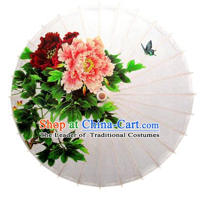 Asian China Dance Handmade Umbrella Stage Performance Umbrella Printing Peony Butterfly Oil-paper Umbrellas