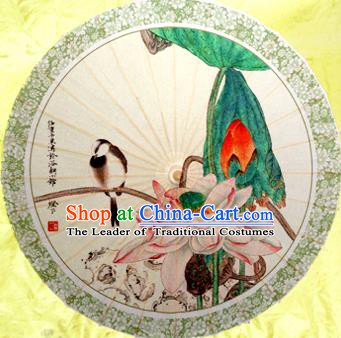 Handmade China Traditional Dance Umbrella Classical Printing Lotus Oil-paper Umbrella Stage Performance Props Umbrellas