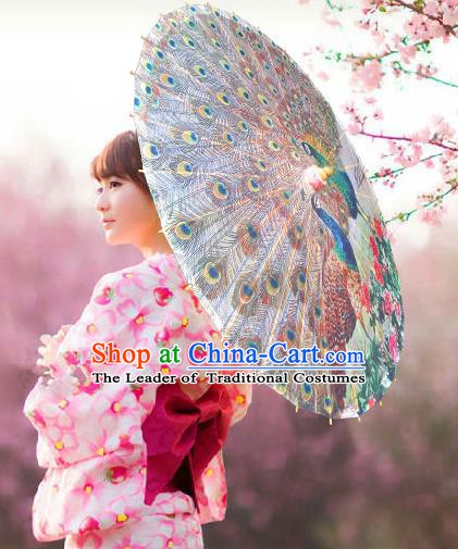 Handmade China Traditional Dance Wedding Umbrella Peacock Oil-paper Umbrella Stage Performance Props Umbrellas