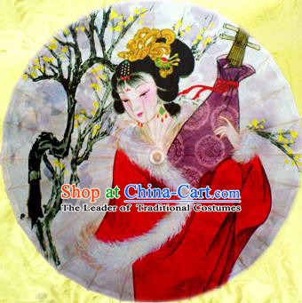 Handmade China Traditional Dance Wedding Umbrella Printing Beauty Wang Zhaojun Oil-paper Umbrella Stage Performance Props Umbrellas