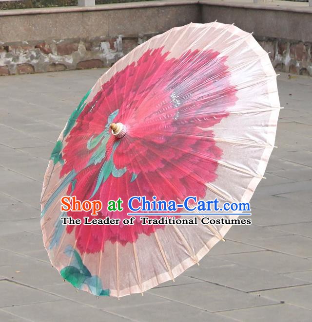 Handmade China Traditional Folk Dance Umbrella Painting Peony Pink Oil-paper Umbrella Stage Performance Props Umbrellas