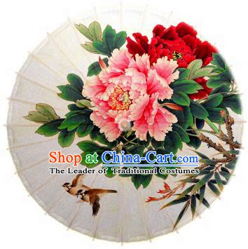 Handmade China Traditional Folk Dance Umbrella Stage Performance Props Umbrellas Painting Peony Oil-paper Umbrella