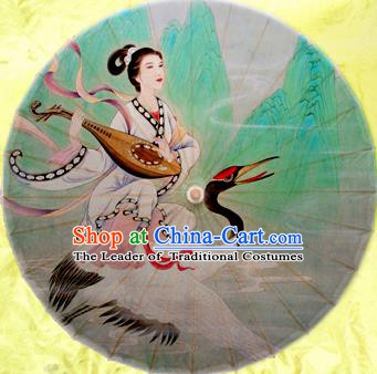 China Traditional Folk Dance Paper Umbrella Hand Painting Fairy Crane Oil-paper Umbrella Stage Performance Props Umbrellas