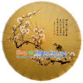 China Traditional Folk Dance Paper Umbrella Hand Painting Peach Blossom Bird Oil-paper Umbrella Stage Performance Props Umbrellas