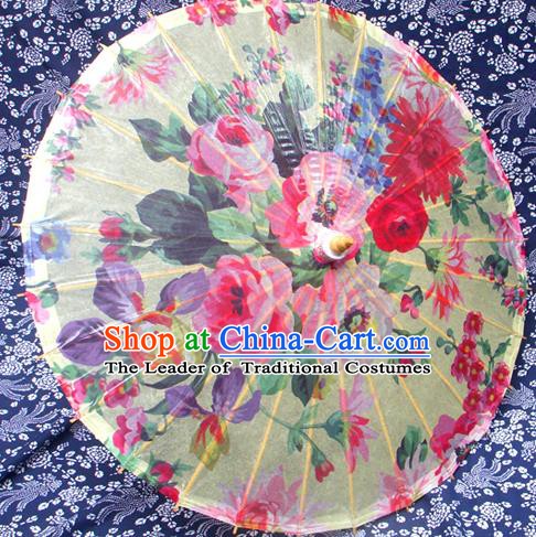 Handmade China Traditional Folk Dance Umbrella Stage Performance Props Umbrellas Printing Flowers Oil-paper Umbrella