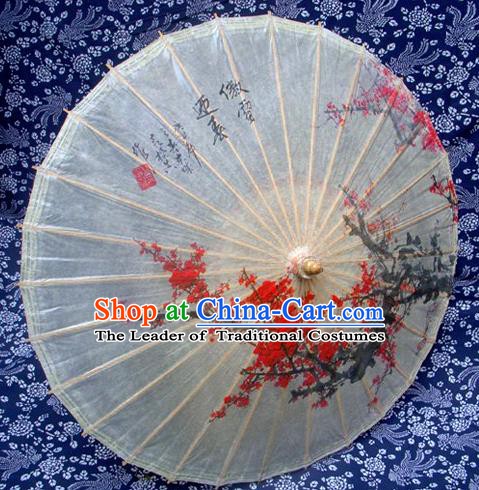 Handmade China Traditional Folk Dance Umbrella Stage Performance Props Umbrellas Printing Plum Blossom Oil-paper Umbrella