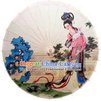 Handmade China Traditional Folk Dance Umbrella Stage Performance Props Umbrellas Printing Moon Fairy Oil-paper Umbrella