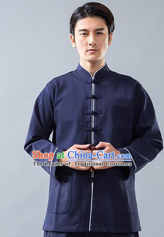 Top Grade Chinese Kung Fu Costume Tai Ji Training Navy Uniform, China Martial Arts Tang Suit Gongfu Clothing for Men