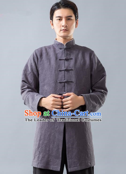 Top Grade Chinese Kung Fu Costume Tai Ji Training Uniform, China Martial Arts Grey Tang Suit Gongfu Clothing for Men