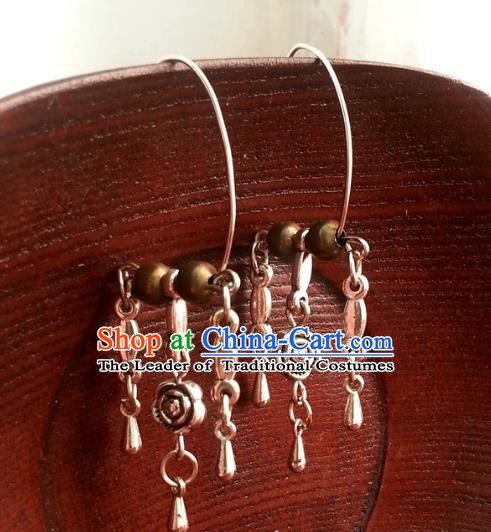 Traditional Handmade Chinese Ancient Princess Accessories Tassel Earrings for Women