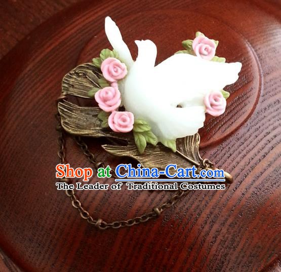 Traditional Handmade Chinese Ancient Classical Accessories Brooch Pigeons Breastpin for Women