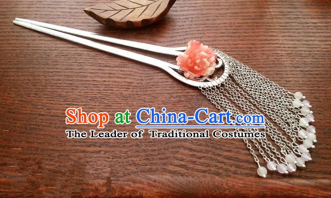 Traditional Handmade Chinese Ancient Classical Hair Accessories Hairpins Tassel Step Shake for Women