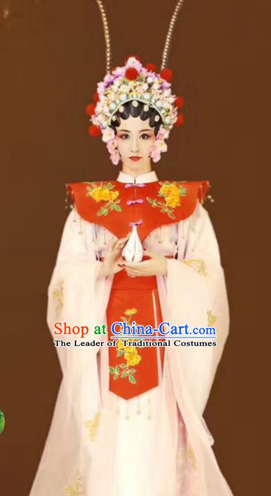 Asian Chinese Ancient Beijing Opera Actress Costume and Handmade Headpiece Complete Set