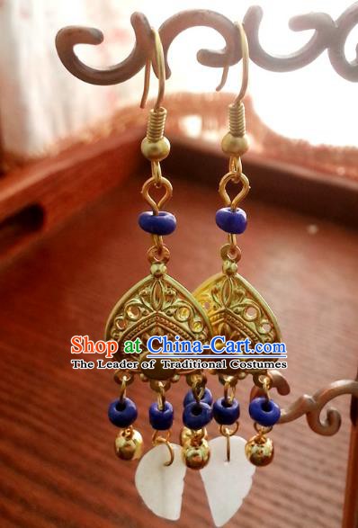 Traditional Chinese Handmade Eardrop Ancient Palace Queen Hanfu Classical Earrings for Women