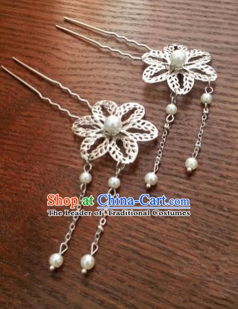 Handmade Traditional Chinese Classical Hair Accessories Flower Tassel Step Shake Ancient Hanfu Hairpins for Women