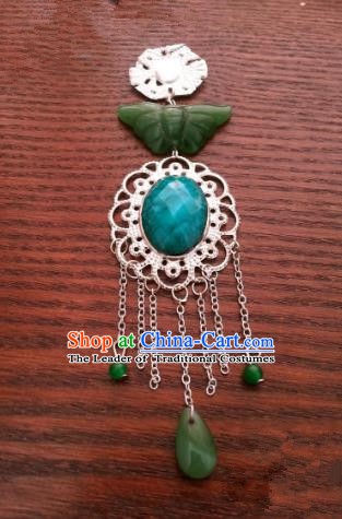 Traditional Handmade Chinese Classical Accessories Brooch Ancient Princess Jade Pendant for Women