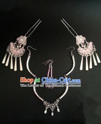 Handmade Traditional Chinese Classical Hair Accessories Ancient Bride Hanfu Hairpins Frontlet and Earrings for Women