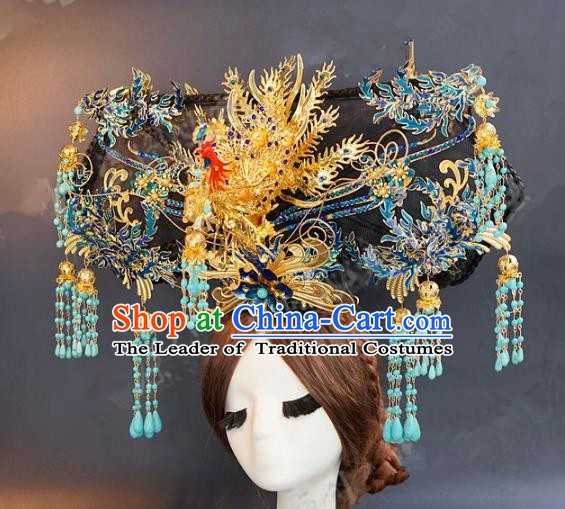 Chinese Ancient Handmade Classical Wedding Hair Accessories Palace Lady Phoenix Coronet Headdress for Women