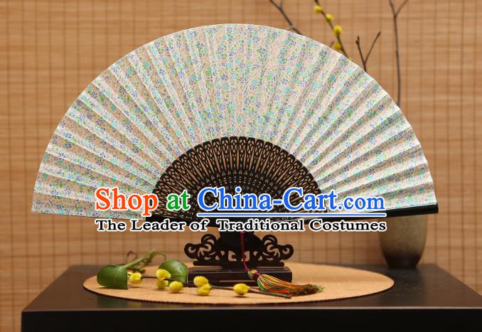 Traditional Chinese Crafts Printing Green Folding Fan, China Beijing Opera Silk Fans for Women