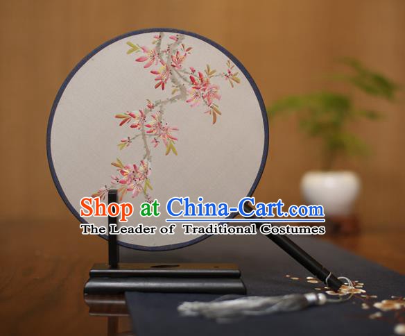 Traditional Chinese Crafts Round Silk Fan, China Palace Fans Princess Printing Peach Blossom Circular Fans for Women