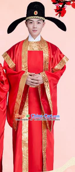 Traditional Chinese Ancient Bridegroom Wedding Costume, China Tang Dynasty Prince Hanfu Clothing for Men