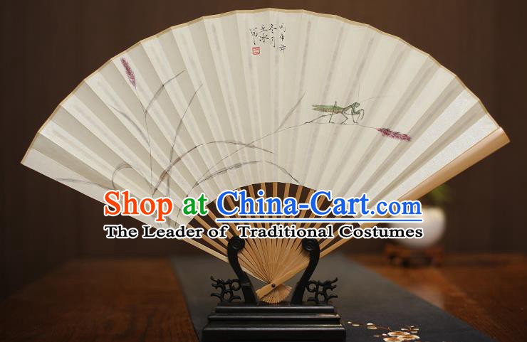 Traditional Chinese Crafts Collectables Autograph Xuan Paper Folding Fan, China Hand Painting Fans for Men