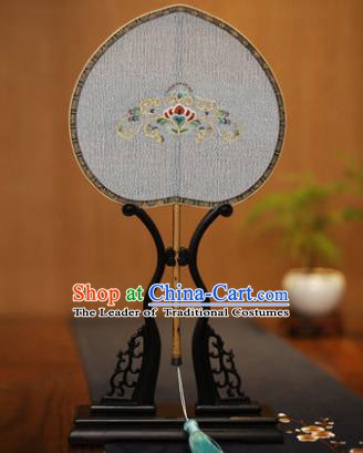 Traditional Chinese Crafts Tapestry Silk Palace Fan, China Printing Princess Silk Flat Peach Fans for Women