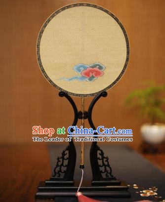 Traditional Chinese Crafts Tapestry Silk Palace Fan, China Printing Cloud Princess Silk Round Fans for Women