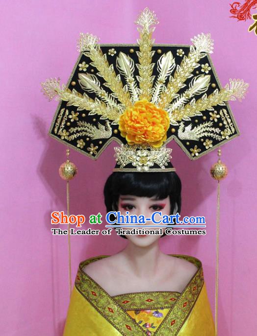 Traditional Chinese Handmade Hair Accessories Ancient Qing Dynasty Manchu Imperial Concubine Phoenix Coronet Headwear for Women