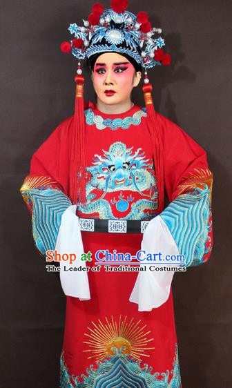 Traditional China Beijing Opera Niche Costume Red Embroidered Robe, Chinese Peking Opera Gifted Scholar Clothing