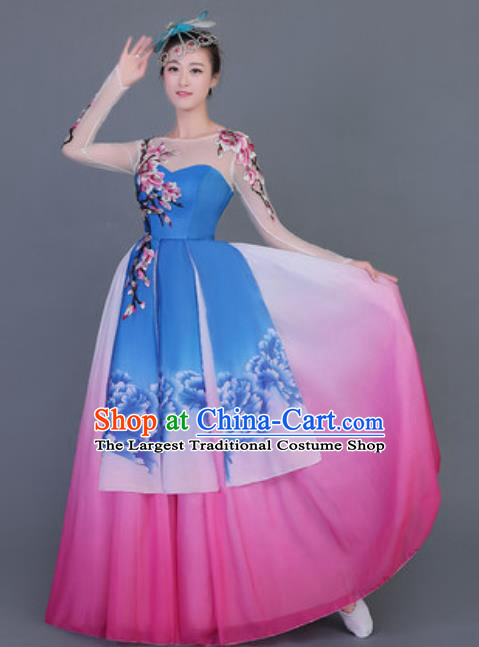 Chinese Traditional Folk Dance Costume Classical Dance Umbrella Dance Dress for Women