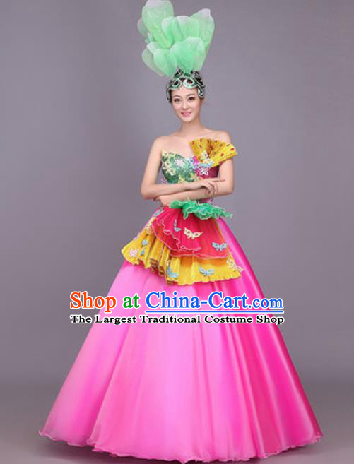 Professional Opening Dance Costume Stage Performance Classical Dance Rosy Dress for Women