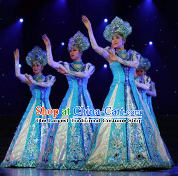 Professional Opening Dance Costume Stage Performance Modern Dance Blue Dress for Women